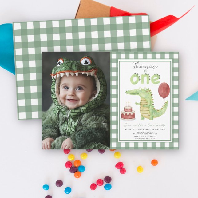 Invitación Croc Party | Cumpleaños del primer año de cocodril (Subido por el creador)