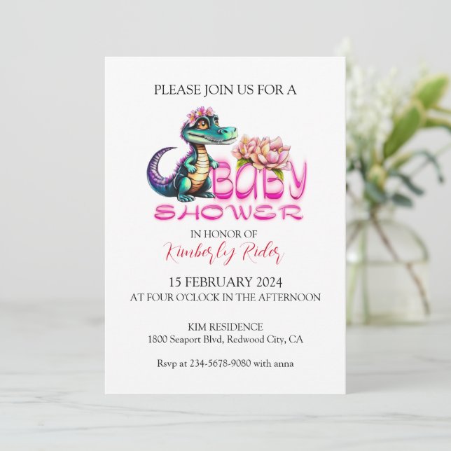 Invitación Crocodile Cutie Baby Shower (Anverso de pie)