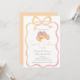 Invitación Croissant Parisino Chic con Lazo Dulces 16
