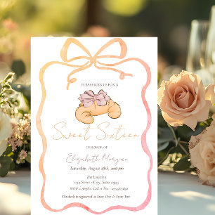 Invitación Croissant Parisino Chic con Lazo Dulces 16