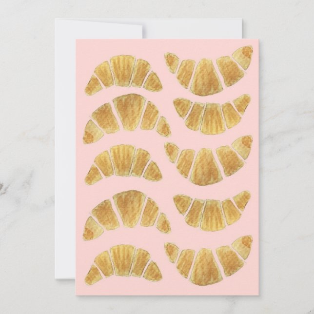 Invitación Croissant Rosa Acuarela  (Anverso)