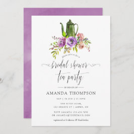 Invitación Croma de agua floral primaveral Fiesta de té de du