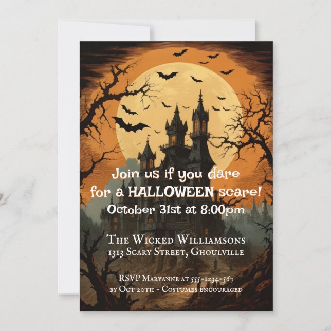 Invitación Cromolitografía de la fiesta de Halloween Vintage (Anverso)