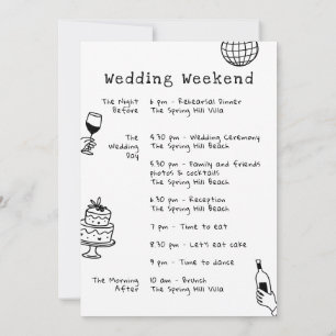 Invitación Cronología de Boda Caprichosa Dibujada a Mano