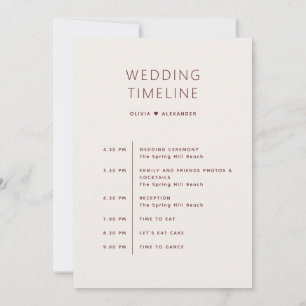 Invitación Cronología de Boda en Marfil Suave Itinerario El