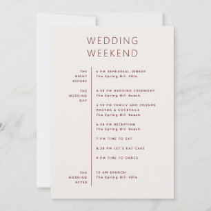 Invitación Cronología de Boda en Marfil Suave Itinerario Mi
