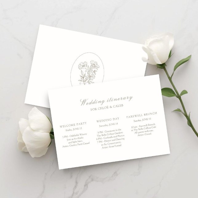 Invitación Cronología de fin de semana de boda botánica de ma (Subido por el creador)