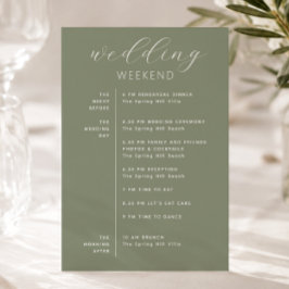 Invitación Cronología de fin de semana de boda en bosque con 