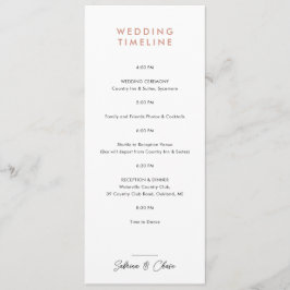 Invitación Cronología de Itinerario de Boda Rose Blush