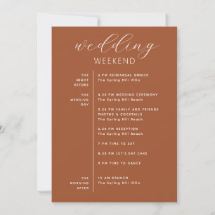Invitación Cronología de la Boda de Sienna   Horario de Fin d