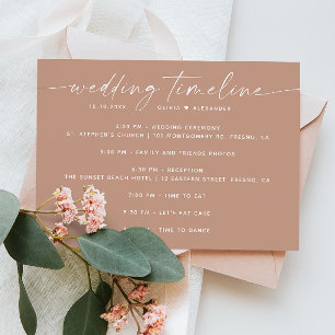 Invitación Cronología de la boda minimalista pastel rosa páli