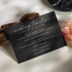 Invitación Cronología de la fiesta de bodas con letra minúscu