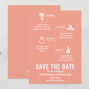 Invitación Cronología de la relación de boda Guardar la fecha