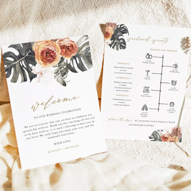 Invitación Cronología del Boda tropical de KINSLEY Boho Terra (Subido por el creador)