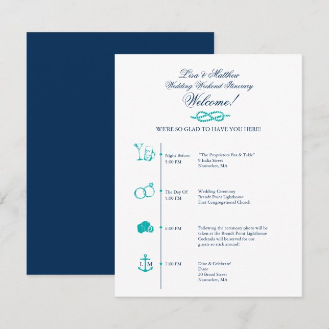 Invitación Cronología Itineraria De La Recepción De La Boda N (Anverso / Reverso)