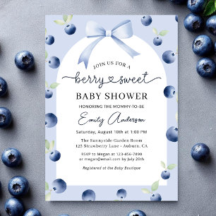 Invitación Croquette Bow Blueberry Berry Sweet Baby Shower