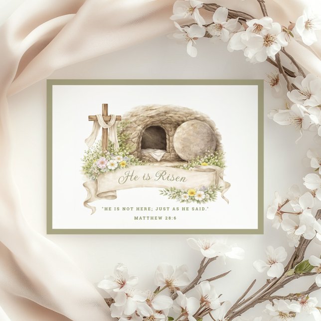 Invitación Cross and Tomb | He is Risen Resurrection Day Card (Subido por el creador)
