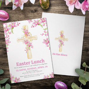 Invitación Cross Easter Lunch Orquídea rosa floral