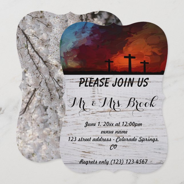 Invitación Cross Faith Hope Love Believe Destiny's (Anverso / Reverso)