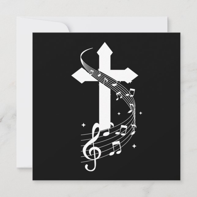 Invitación Cross Music Notes Cantante cantante cantante de mú (Anverso)