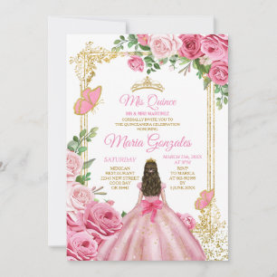 Invitación Crown de oro de mariposa rosa insignificante 15 An