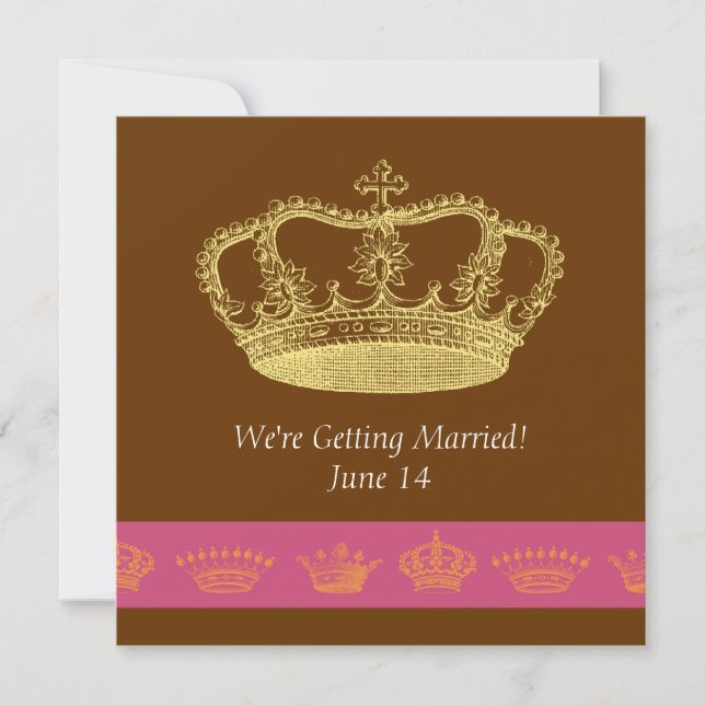 Invitación Crown Designs - Rosa y Naranja (Anverso)