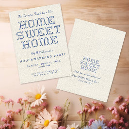 Invitación Crowne Stitch Home Sweet Home Blue House Calentado