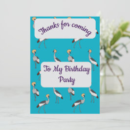 Invitación Crowned Cranes Thank you Card