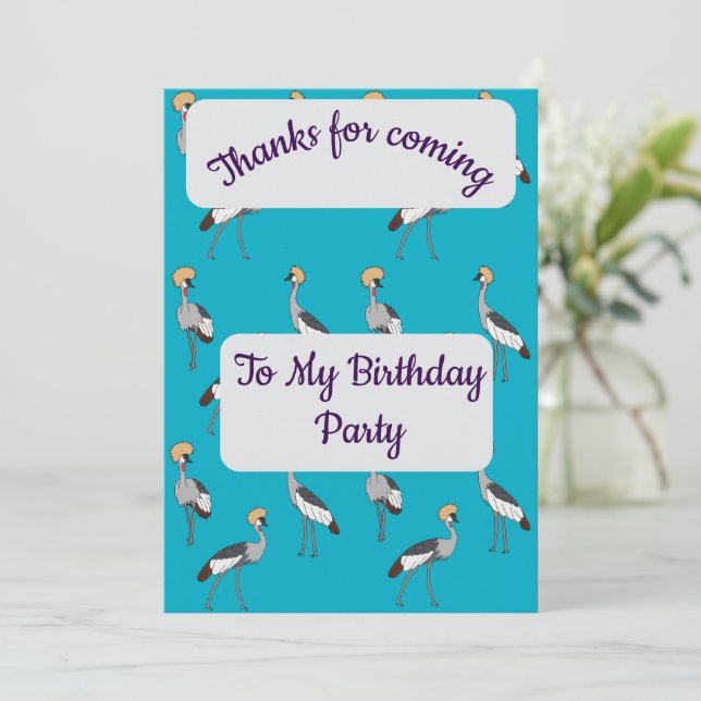 Invitación Crowned Cranes Thank you Card (Anverso de pie)