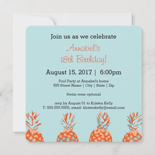 Invitación Crownes de piña (Anverso)