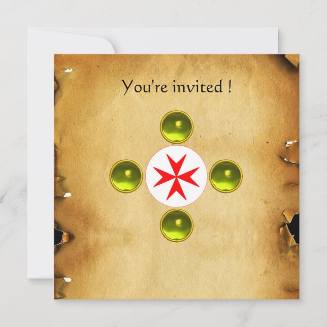 Invitación Cruce de gema 1ª Santa Comunión / amarillo cristia (Anverso)