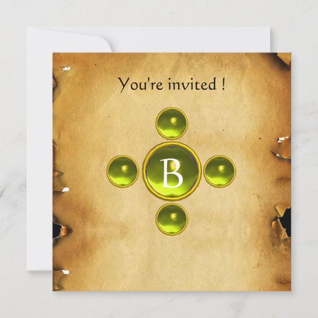 Invitación Cruce de gema 1ª Santa Comunión / amarillo cristia (Anverso)