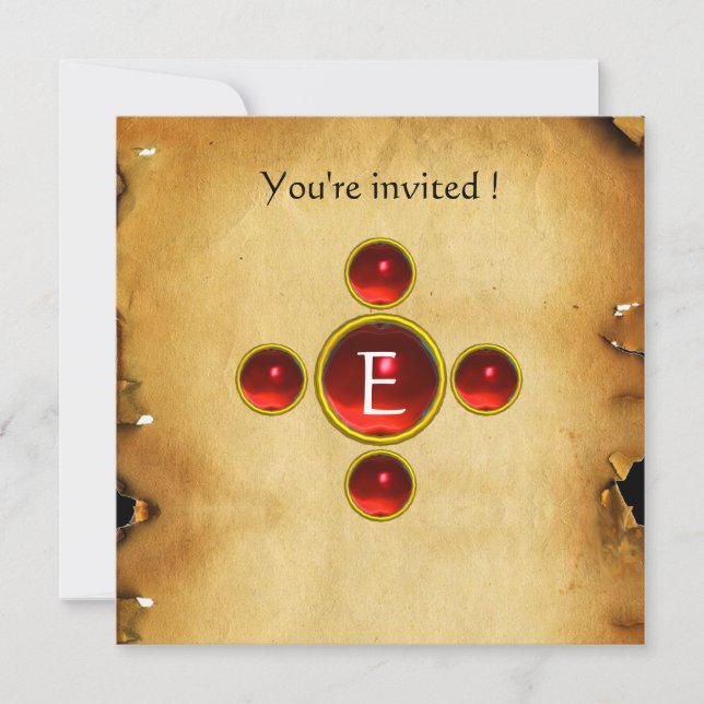 Invitación Cruce de gema 1ª Santa Comunión / rojo cristiano (Anverso)