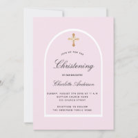Cruce de oro de arco rosa chica simple Christening