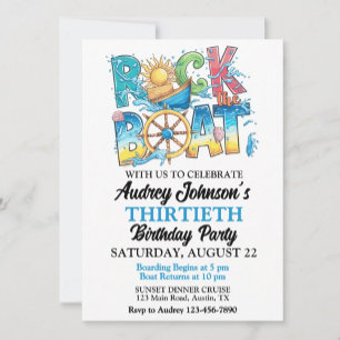 Invitación Crucero de cena al atardecer Rock The Boat Cumplea