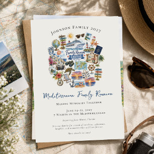 Invitación Crucero de Reunión Familiar Ilustrado en Acuarela