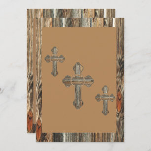 Invitación Cruces De Barnwood Con Ropes Y Conchos