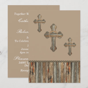 Invitación Cruces De Barnwood Con Ropes Y Conchos