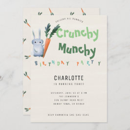 Invitación Crunchy Munchy Bunny Birthday Party Funny Cuid Kid