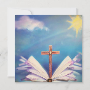 Invitación Cruz abstracta y Biblia