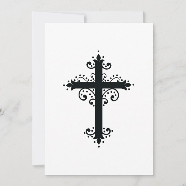 Invitación Cruz Artística Tallada Ornamental Premium (Anverso)