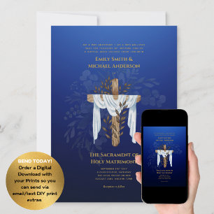Invitación Cruz Azul Boda de Masa Nupcial Católica