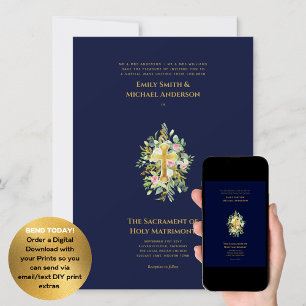 Invitación Cruz Azul Boda de Masa Nupcial Católica
