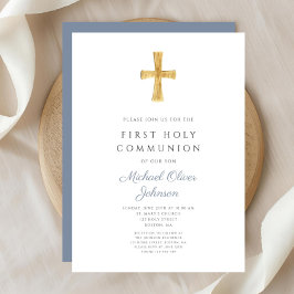 Invitación Cruz Azul Niño Religioso Primero Santa Comunión
