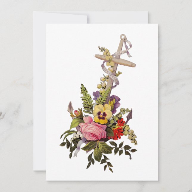Invitación Cruz con flores en forma de ancla (Anverso)