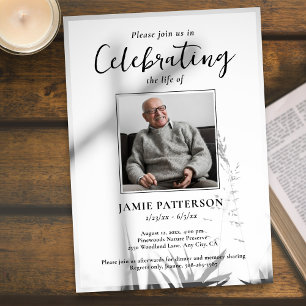 Invitación Cruz Cristiana Celebración de la Vida Foto Funeral