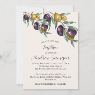 Invitación Cruz cristiana floral elegante y moderna Bautism
