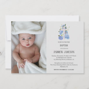 Invitación Cruz cristiana floral elegante y moderna Bautism