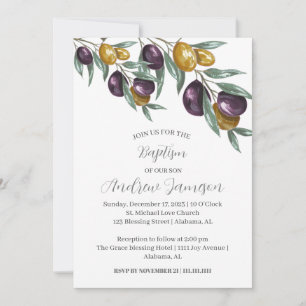 Invitación Cruz cristiana floral elegante y moderna Bautism