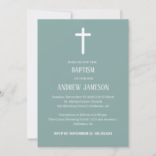 Invitación Cruz cristiana moderna y elegante Bautismo